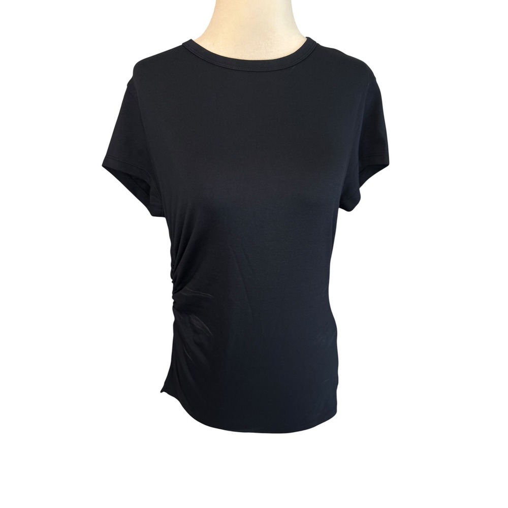 Madewell Women Navy Side Ruched Short Sleeve Crewneck Top NZ390 Small New‎